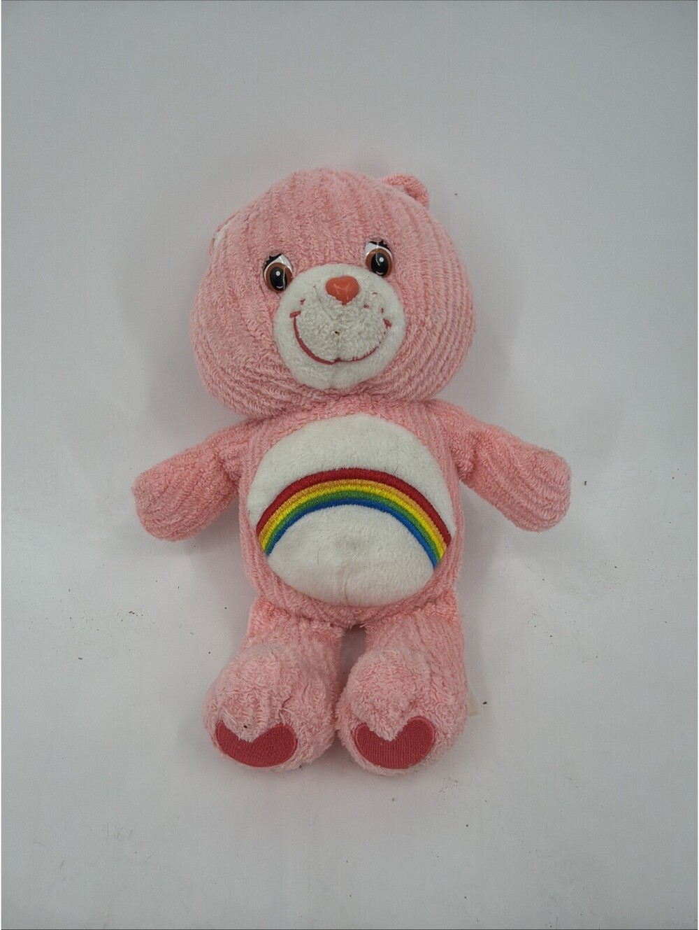 Carebear Stuffed Plush Cheer Bear Pink Rainbow 2004 TCFC 10" Pink Corduroy Rib